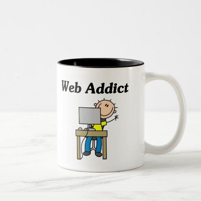 Caneca De Café Em Dois Tons Camiseta e presentes do viciado da Web (Direita)