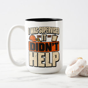 Caneca De Café Em Dois Tons Camiseta engraçada de supervisor de construção