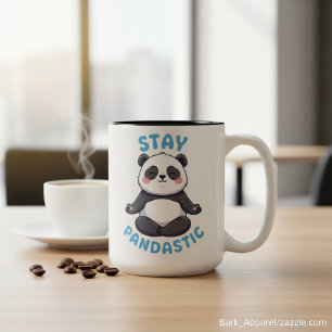 Caneca De Café Em Dois Tons Camiseta Ficar Pandástico, Meditação Panda Engraça