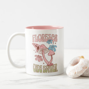 Caneca De Café Em Dois Tons Camiseta floral boho Citação de motivação 