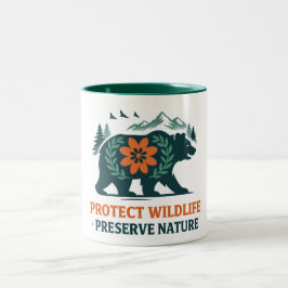 Caneca De Café Em Dois Tons Camiseta Gráfica de Conservação do Urso Preservar 