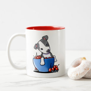 Caneca De Café Em Dois Tons Camiseta KiniArt de Filhote de Pitbull