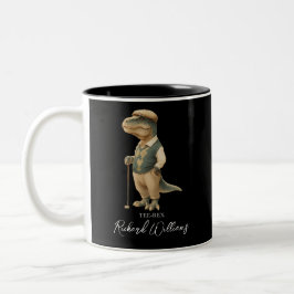 Caneca De Café Em Dois Tons Camiseta Legal Tee-Rex Golfista Dinossauro Assinat