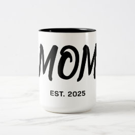 Caneca De Café Em Dois Tons Camiseta Mãe Estabelecida com Letra Preta Moderna