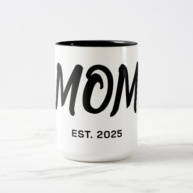 Caneca De Café Em Dois Tons Camiseta Mãe Estabelecida com Letra Preta Moderna (Centro)