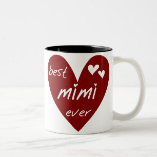 Caneca De Café Em Dois Tons Camiseta Mimi e os presentes do coração vermelho o