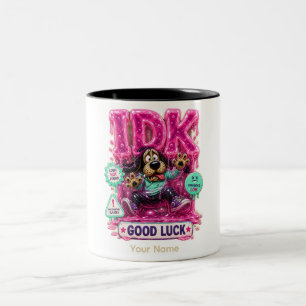 Caneca De Café Em Dois Tons Camiseta Personalizada Engraçada e Sarcástica 'IDK