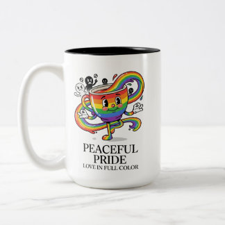 Caneca De Café Em Dois Tons Camiseta Retro Copa de Café Arco-Íris Orgulho Pací