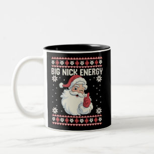 Caneca De Café Em Dois Tons Camisola de Natal Feia do Papai Noel Big Nick Ener