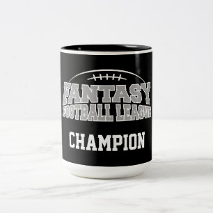 Caneca De Café Em Dois Tons Campeão de Futebol da Fantasy - Cinzas Negras e Pr