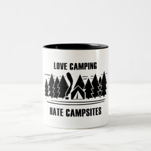 Caneca De Café Em Dois Tons Camping de amor, Campinas de ódio