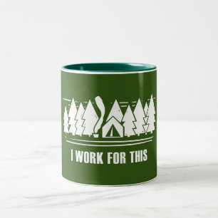 Caneca De Café Em Dois Tons Camping, Eu Trabalho Para Isso