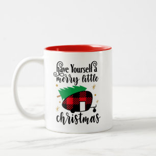 Caneca De Café Em Dois Tons Camping Lovers Buffalo Xadrez Trailer de Natal