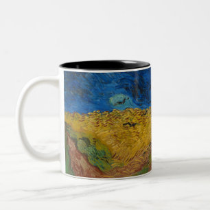Caneca De Café Em Dois Tons Campo de rodas com corvos