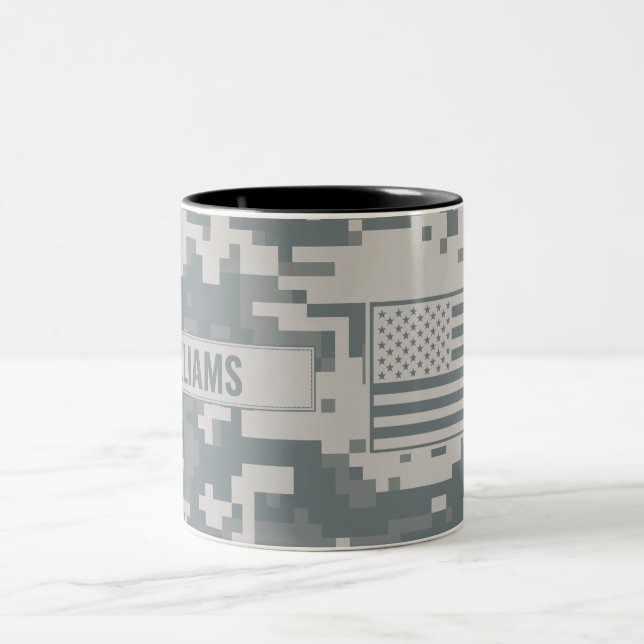 Caneca De Café Em Dois Tons Camuflagem ACU do Exército Personalizável (Centro)