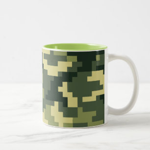 Caneca De Café Em Dois Tons Camuflagem/Camo da floresta de 8 Digitas do pixel