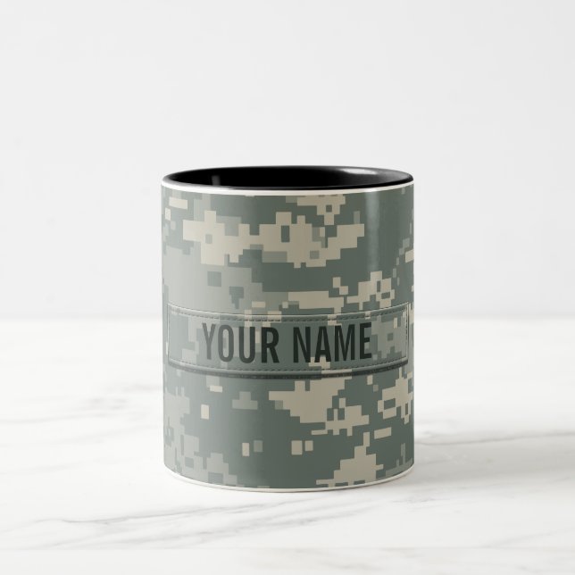 Caneca De Café Em Dois Tons Camuflagem da ACU do exército customizável (Centro)