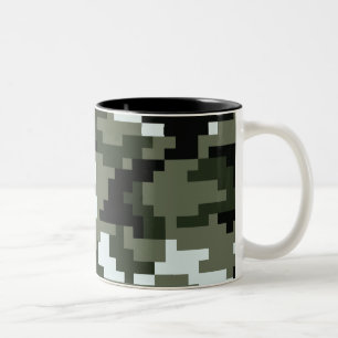 Caneca De Café Em Dois Tons Camuflagem urbana digital de 8 bits/Camo