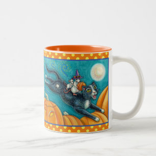 CANECA DE CAFÉ EM DOIS TONS CAMUNDONO BRANCO E GATO NEGRO NA CAÇA DE SCAVENGER