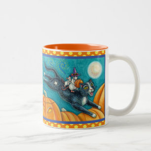 CANECA DE CAFÉ EM DOIS TONS CAMUNDONO BRANCO E GATO NEGRO NA CAÇA DE SCAVENGER