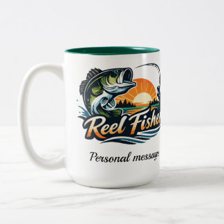 Caneca De Café Em Dois Tons Cana de Pesca Reel Fisher personalizada para pesca