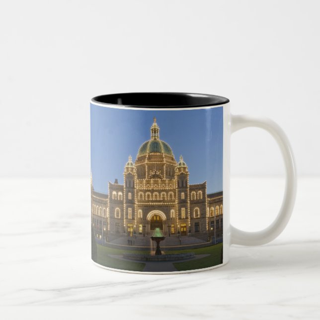 Caneca De Café Em Dois Tons Canadá, BC, Victoria, BC Legislature Building em (Direita)