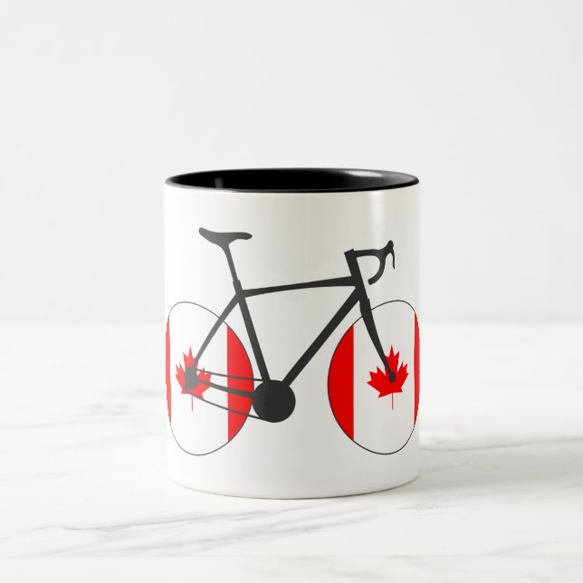 Caneca De Café Em Dois Tons Canadá Flag Cycling (Centro)