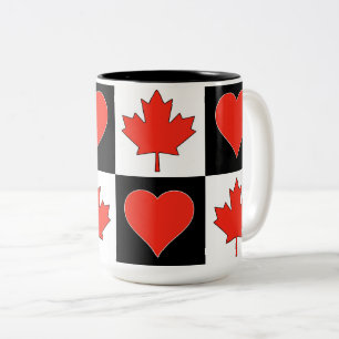 Caneca De Café Em Dois Tons Canadá Flag Heart Pattern Patriotic Canadense