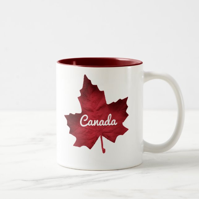 Caneca De Café Em Dois Tons Canadá Mapeia Leaf Mug (Direita)