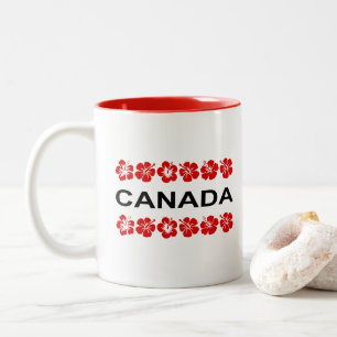 Caneca De Café Em Dois Tons Canadá Red Flower Aloha Bandas Light-Color