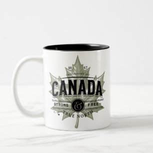 Caneca De Café Em Dois Tons Canadá Verdadeiro Norte Forte e Livre