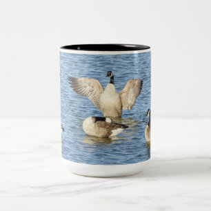 Caneca De Café Em Dois Tons Canadiano Gansos, aves selvagens, natureza