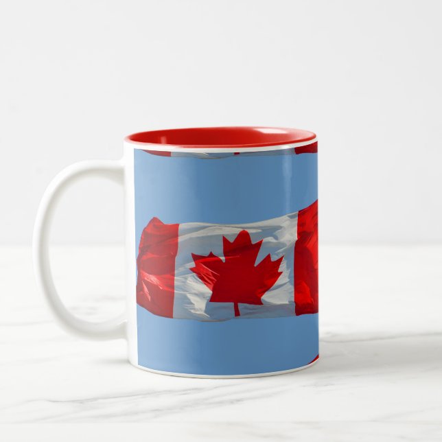 Caneca De Café Em Dois Tons Canadiano Maple Leaf Flag Patriotic Mug (Esquerda)