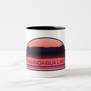 Caneca De Café Em Dois Tons Canandaigua Lake New York Red Sunrise