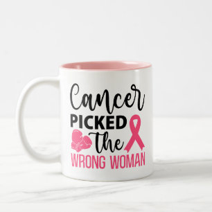 Caneca De Café Em Dois Tons Cancer escolheu a Mulher Errada e Forte Dama Defia