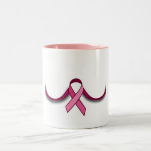 Caneca De Café Em Dois Tons Cancro da mama cor-de-rosa da fita