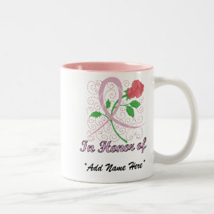 Caneca De Café Em Dois Tons Cancro da mama customizável em honra da caneca