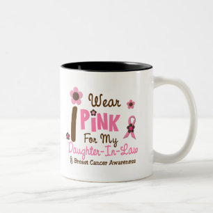 Caneca De Café Em Dois Tons Cancro da mama eu visto o rosa para minha nora