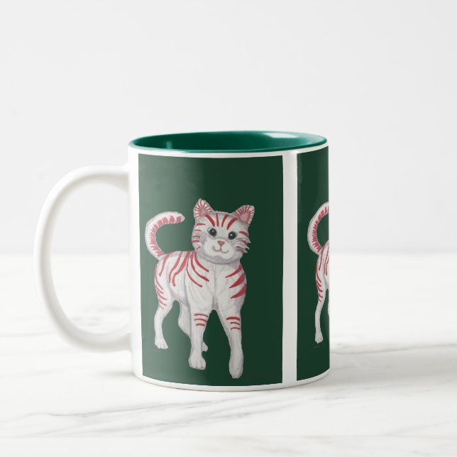 Caneca De Café Em Dois Tons Candy Cane Cat (Esquerda)