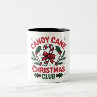 Caneca De Café Em Dois Tons Candy Cane Christmas Club Festive Holiday & Wint
