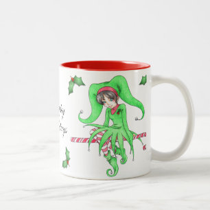 Caneca De Café Em Dois Tons Candy Cane Elf Holiday Mug