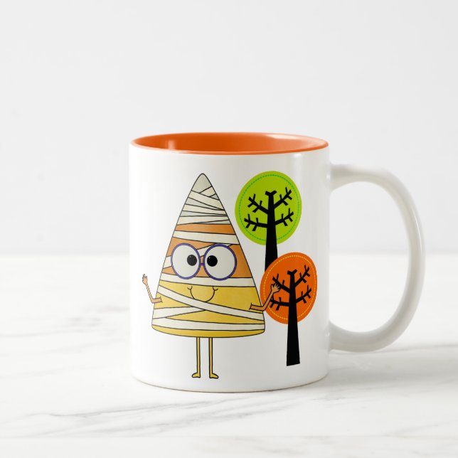Caneca De Café Em Dois Tons Candy Corn Mummy Halloween (Direita)