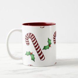 Caneca De Café Em Dois Tons Candycanes e Holly Mug
