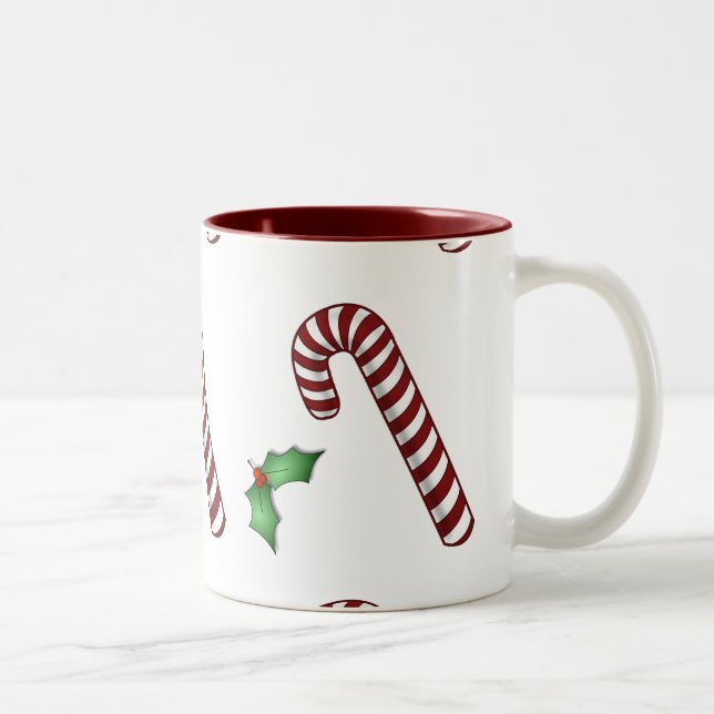 Caneca De Café Em Dois Tons Candycanes e Holly Mug (Direita)