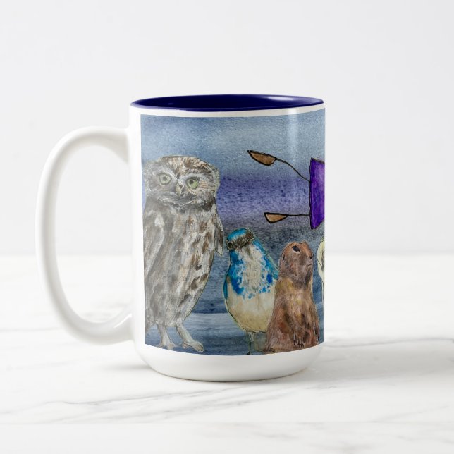 Caneca De Café Em Dois Tons Caneca#2 Joanna Voando sobre Animais (Esquerda)