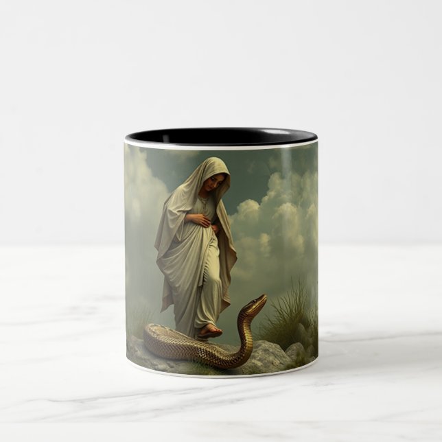Caneca De Café Em Dois Tons Caneca 2 tons Mãe Maria Pisando a Serpente (Centro)