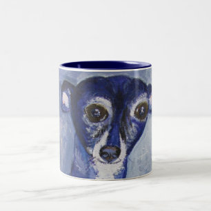 Caneca De Café Em Dois Tons Caneca, arte do cão do galgo italiano