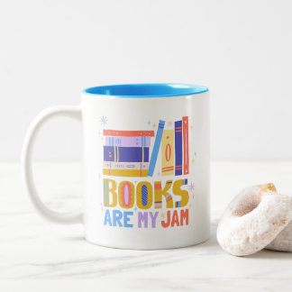 Caneca De Café Em Dois Tons Caneca Books Are My Jam – Desenho Manual em Ambos