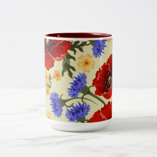 Caneca De Café Em Dois Tons Caneca colorida do tom do design dois da flor