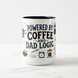 Caneca De Café Em Dois Tons Caneca com a inscrição 'Alimentado por Café e Lógi